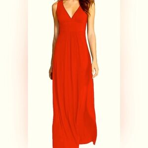 Sexy Red Plunge Maxi Dress XL